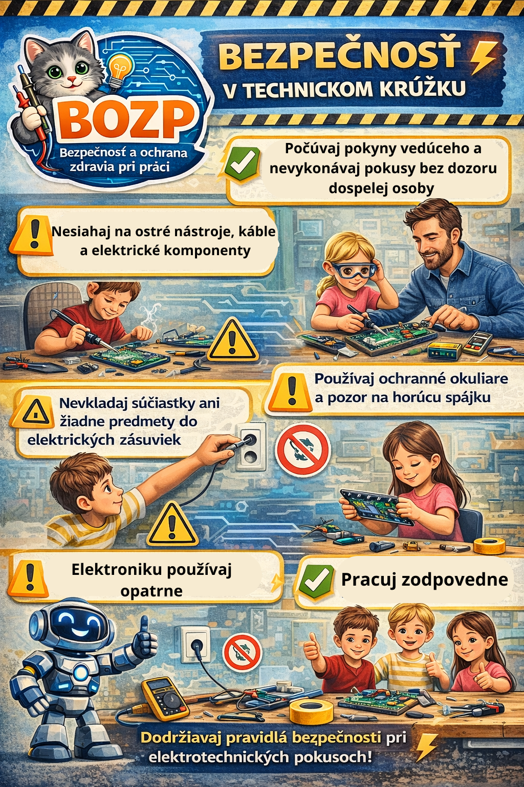 Počúvaj pokyny vedúceho a nevykonávaj pokusy bez dozoru dospelej osoby